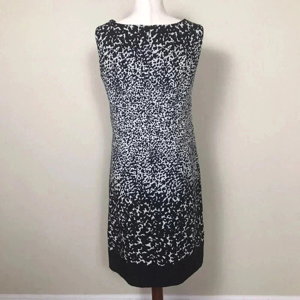 Black White Sleeveless Sheath Dress Size 14 Pleated Animal Print AA Studio Artsy - Picture 7 of 16